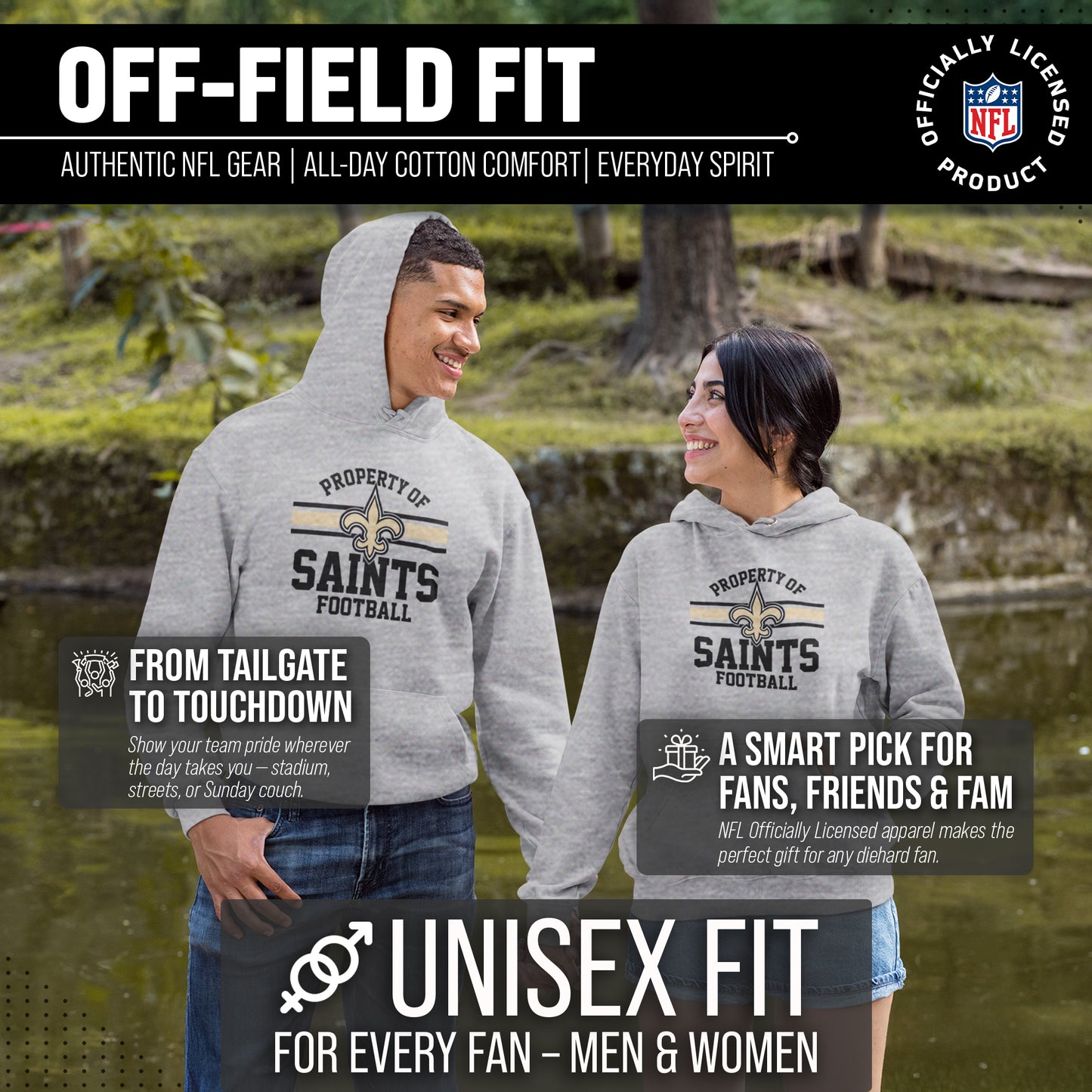 New Orleans Saints NFL Adult Property Of Hooded Sweatshirt - Sport Gray