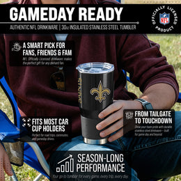 New Orleans Saints NFL 30oz Gameday Stainless Steel Tumbler - Black