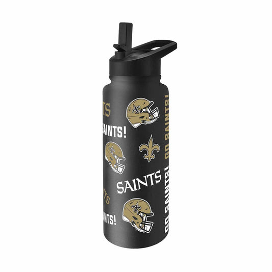 New Orleans Saints NFL 34oz Quencher Stainless Steel Insulated Water Bottle - Black