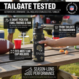 New Orleans Saints NFL 34oz Quencher Stainless Steel Insulated Water Bottle - Black