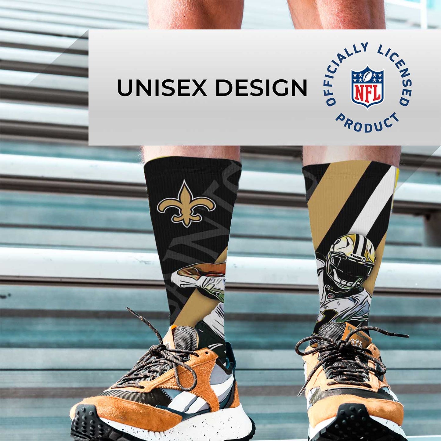 New Orleans Saints NFL Youth Player Stripe Sock - Black