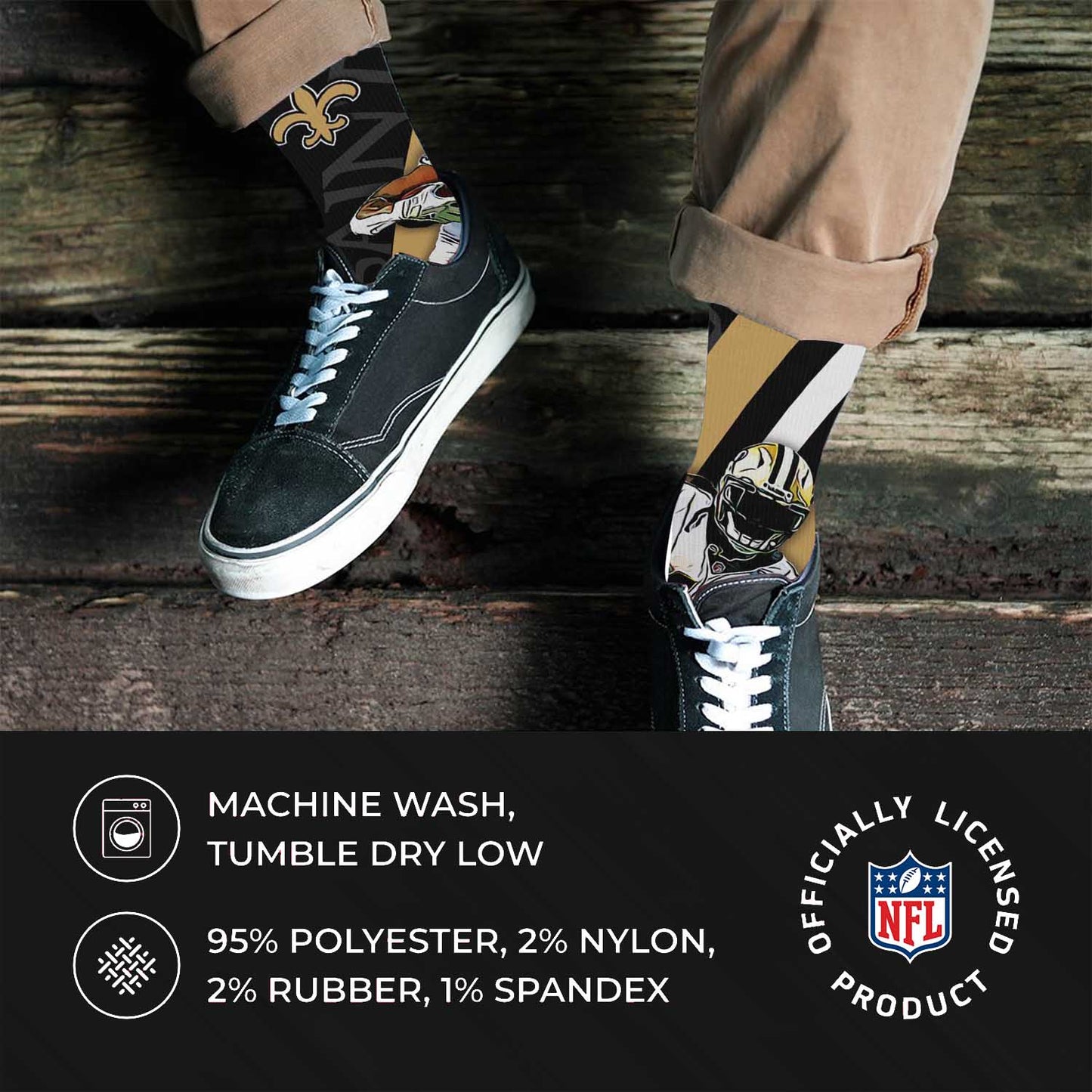 New Orleans Saints NFL Youth Player Stripe Sock - Black