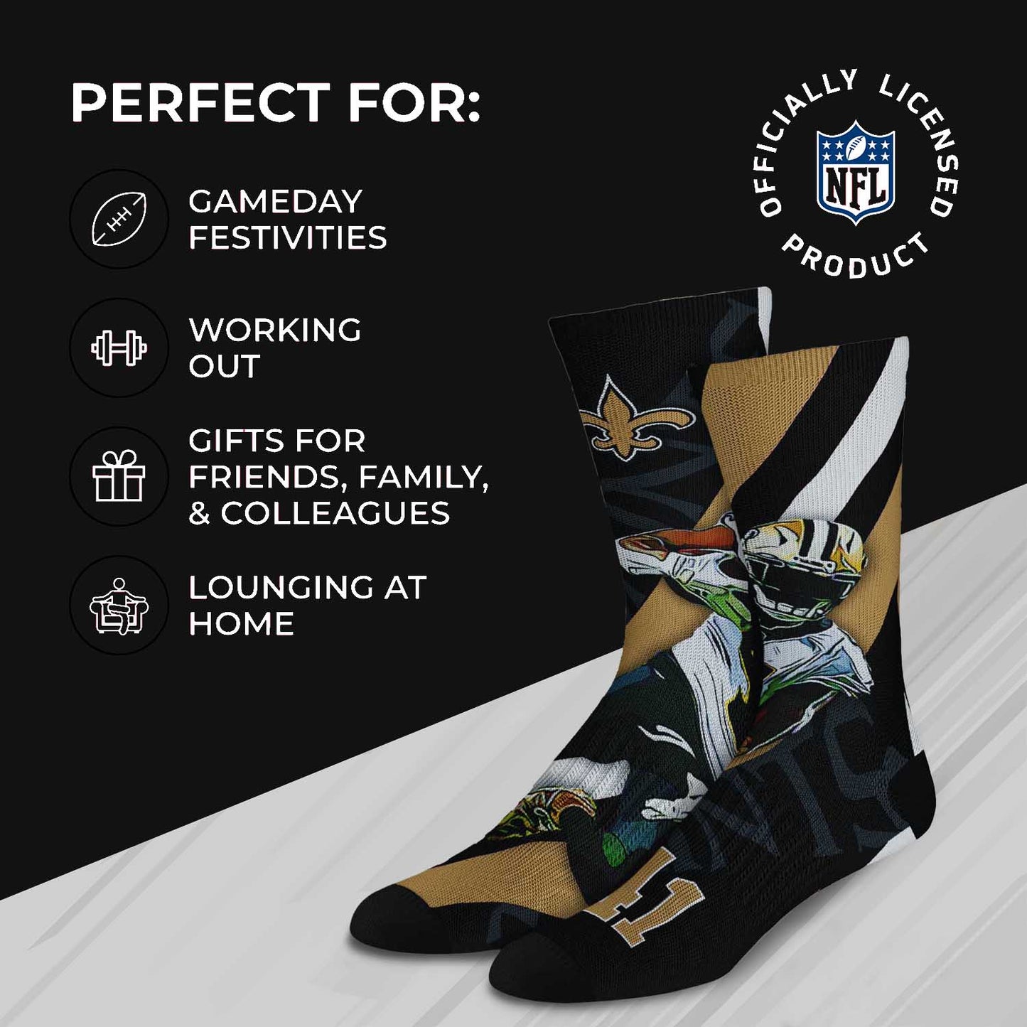 New Orleans Saints NFL Youth Player Stripe Sock - Black