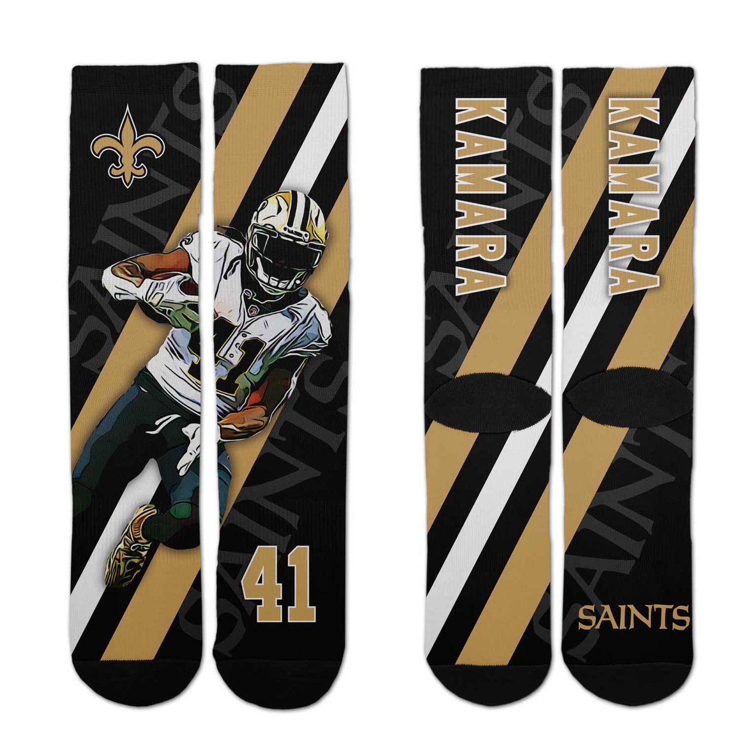 New Orleans Saints NFL Youth Player Stripe Sock - Black
