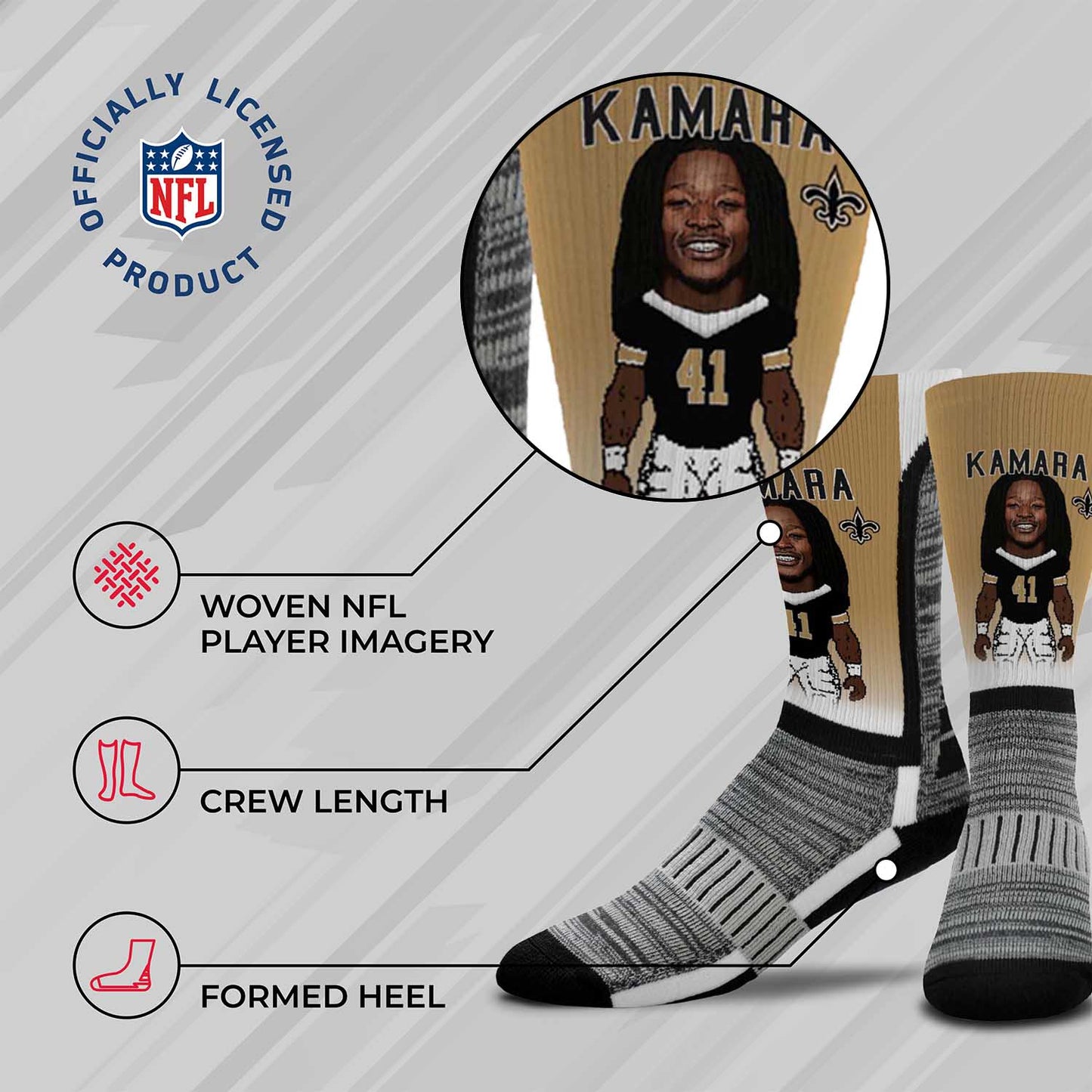 New Orleans Saints FBF NFL V Curve Socks - Old Gold