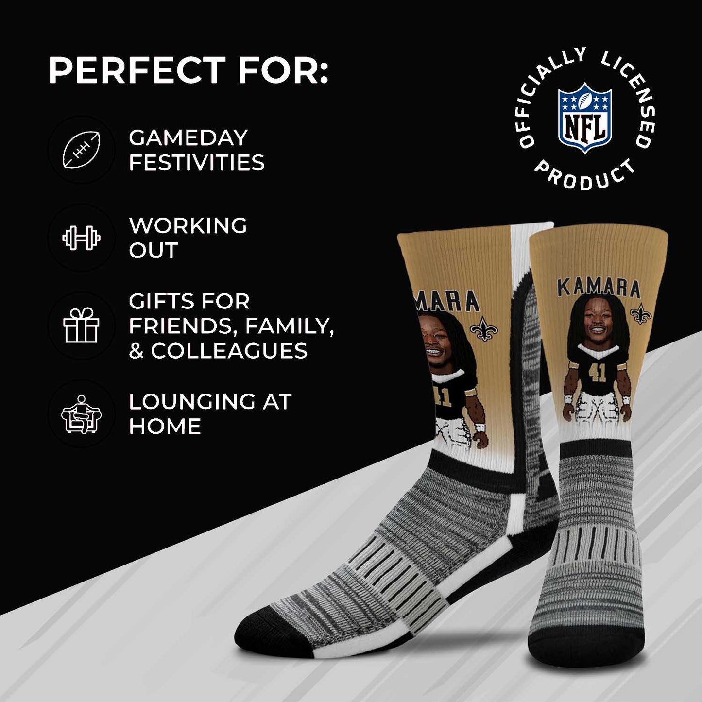 New Orleans Saints FBF NFL V Curve Socks - Old Gold