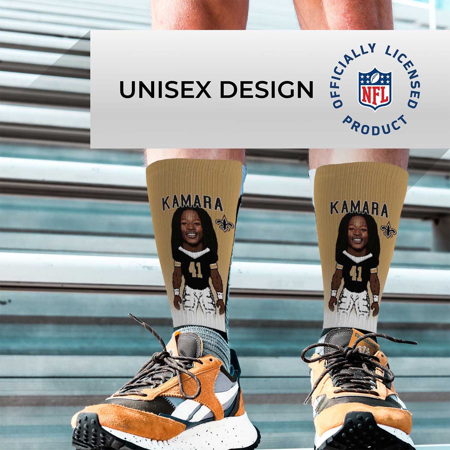 New Orleans Saints FBF NFL V Curve Socks - Old Gold