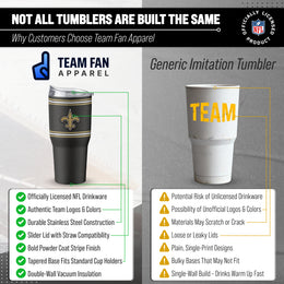 New Orleans Saints  30 oz Stripe Powder Coat Tumbler | NFL Stainless - Black