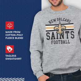 New Orleans Saints NFL Team Stripe Crew Sweatshirt - Sport Gray