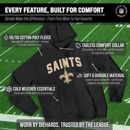 New Orleans Saints NFL Youth Home Team Hoodie- Kids Hooded Sweatshirt - Black