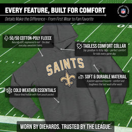 New Orleans Saints NFL Youth Home Team Hoodie- Kids Hooded Sweatshirt - Sport Gray