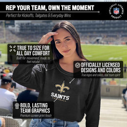 New Orleans Saints NFL Womens Ultimate Fan French Terry Slouchy Top- Raglan Sleeves - Charcoal