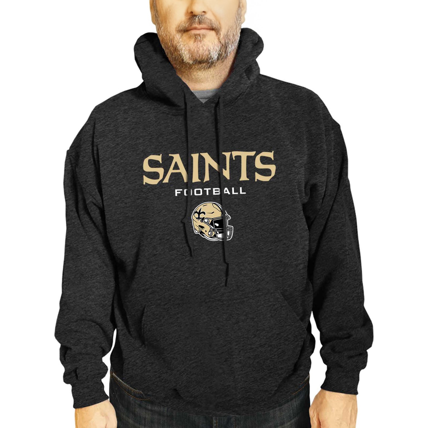 New Orleans Saints Adult NFL Football Helmet Heather Hooded Sweatshirt  - Charcoal