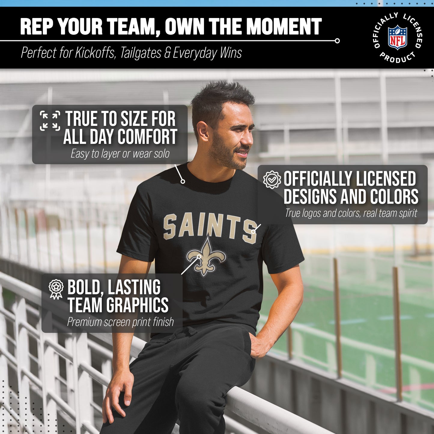 New Orleans Saints NFL Home Team Tee - Black