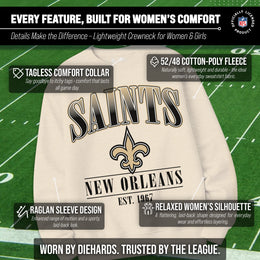 New Orleans Saints Womens NFL Starstruck Crewneck Pullover - Cream