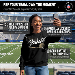 New Orleans Saints Womens NFL Scrimmage Line Crewneck Pullover - Black