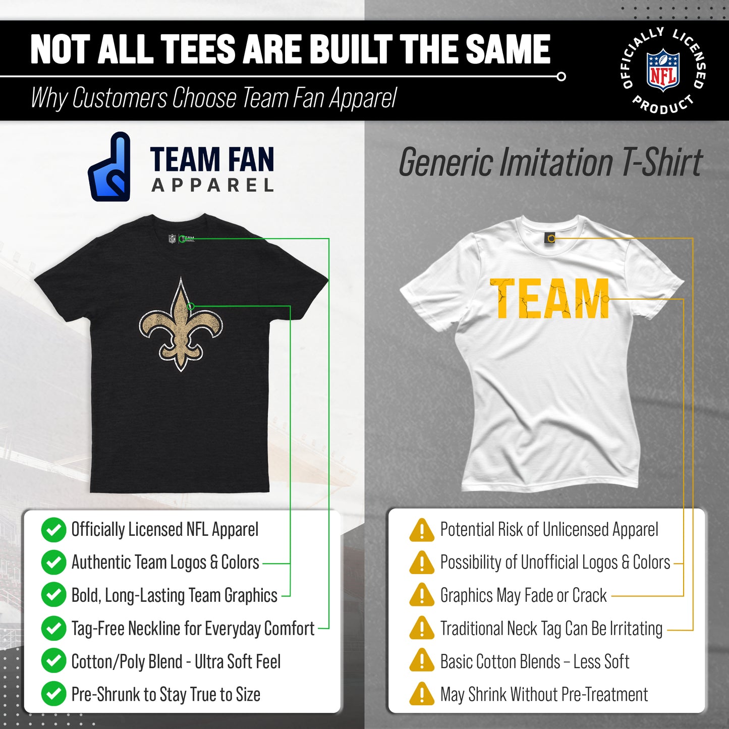 New Orleans Saints NFL Modern Throwback T-shirt - Team Color