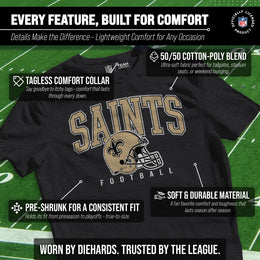 New Orleans Saints NFL Adult All Star Heather Tag-Less T-Shirt - Black Heather