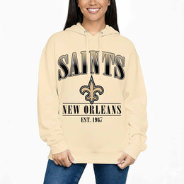 New Orleans Saints Team Fan Apparel NFL Women's  Starstruck Fleece Pullover Hoodie - Cream