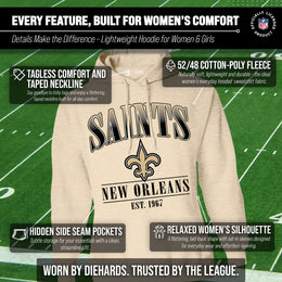 New Orleans Saints Team Fan Apparel NFL Women's  Starstruck Fleece Pullover Hoodie - Cream