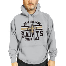 New Orleans Saints NFL Team Stripe Hooded Sweatshirt- Soft Pullover Sports Hoodie For Men & Women - Sport Gray