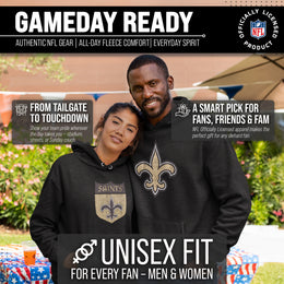 New Orleans Saints NFL Adult Unisex Modern Throwback Ultra Soft Fleece Hooded Sweatshirt - Black