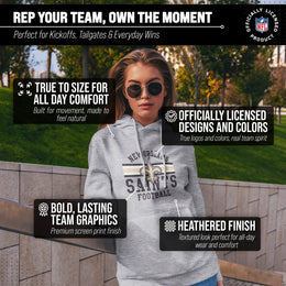 New Orleans Saints NFL Team Stripe Hooded Sweatshirt- Soft Pullover Sports Hoodie For Men & Women - Sport Gray