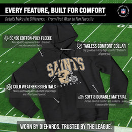 New Orleans Saints NFL Adult Unisex All Star Soft Fleece Hooded Sweatshirt - Black Heather