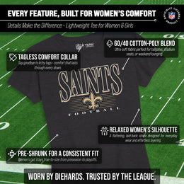New Orleans Saints NFL Womens Overtime Blueprint Tag-Less T-Shirt - Black