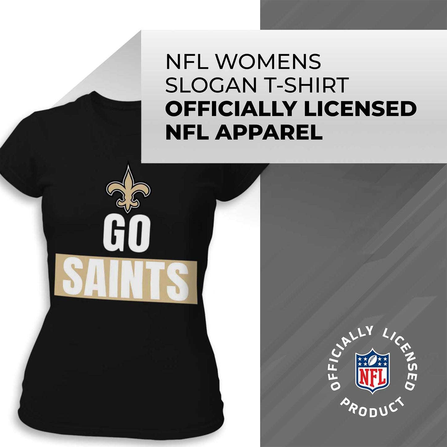 New Orleans Saints NFL Womens Plus Size Team Slogan Short Sleeve T-Shirt - Black