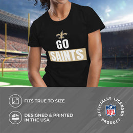 New Orleans Saints NFL Womens Plus Size Team Slogan Short Sleeve T-Shirt - Black