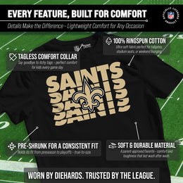 New Orleans Saints NFL Youth Repeating Logo Football T-Shirt - Black
