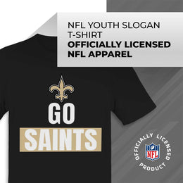 New Orleans Saints NFL Youth Team Slogan Short Sleeve Lightweight T Shirt - Black