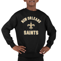 New Orleans Saints Youth Gameday Crewneck Sweatshirt Black Boys Girls