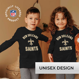 New Orleans Saints NFL Gameday Youth Football Long Sleeve Shirt - Black