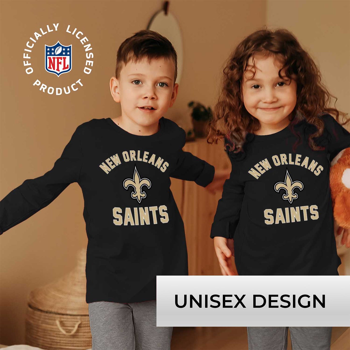 New Orleans Saints NFL Gameday Youth Football Long Sleeve Shirt - Black