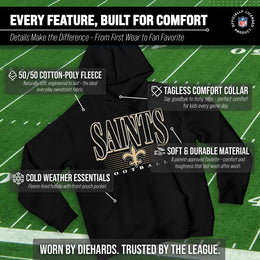 New Orleans Saints NFL Youth Overtime Blueprint Football Fleece Hooded Sweatshirt - Black