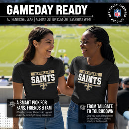 New Orleans Saints NFL Women's Team Block Charcoal Tagless T-Shirt - Charcoal