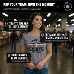 New Orleans Saints NFL Womens Short Sleeve Property of Tshirt - Gray