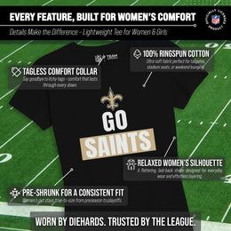 New Orleans Saints NFL Womens Team Slogan Short Sleeve Tshirt - Black