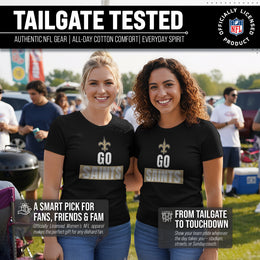 New Orleans Saints NFL Womens Team Slogan Short Sleeve Tshirt - Black