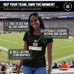 New Orleans Saints NFL Womens Team Slogan Short Sleeve Tshirt - Black