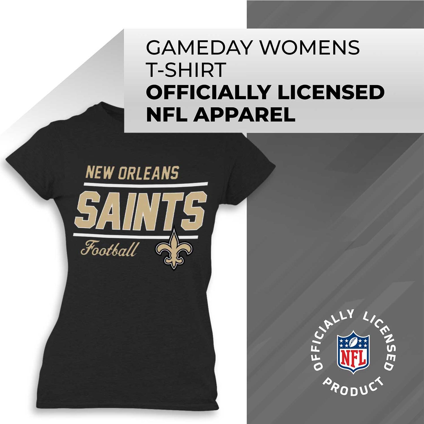 New Orleans Saints NFL Womens Plus Size Relaxed Fit T-Shirt - Black