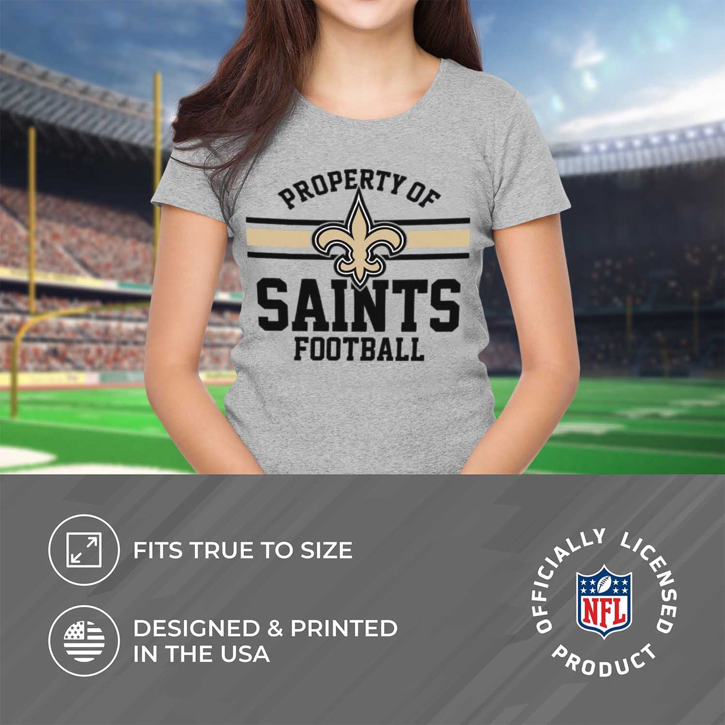 New Orleans Saints NFL Women's Property Of Lightweight Plus Size T-Shirt - Sport Gray