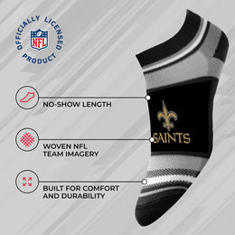 New Orleans Saints Adult Marquis Addition No Show Socks - Black