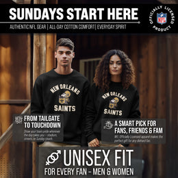 New Orleans Saints NFL Adult Unisex Retro Gameday Ultra Soft Fleece Crewneck Sweatshirt - Black