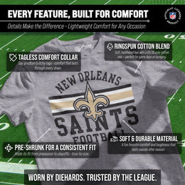 New Orleans Saints NFL Adult Short Sleeve Team Stripe Tee - Sport Gray