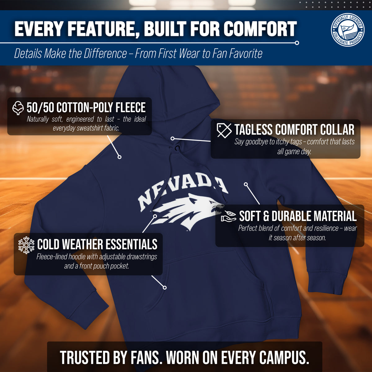 NVRE Arch & Logo Gameday Hoodie - Navy