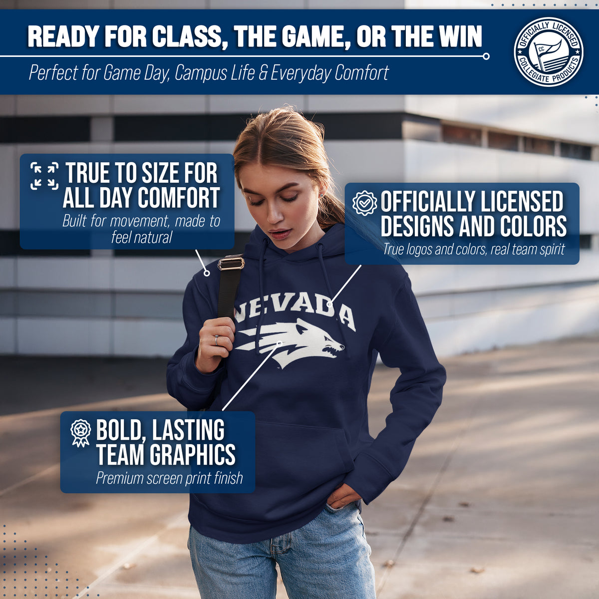 NVRE Arch & Logo Gameday Hoodie - Navy