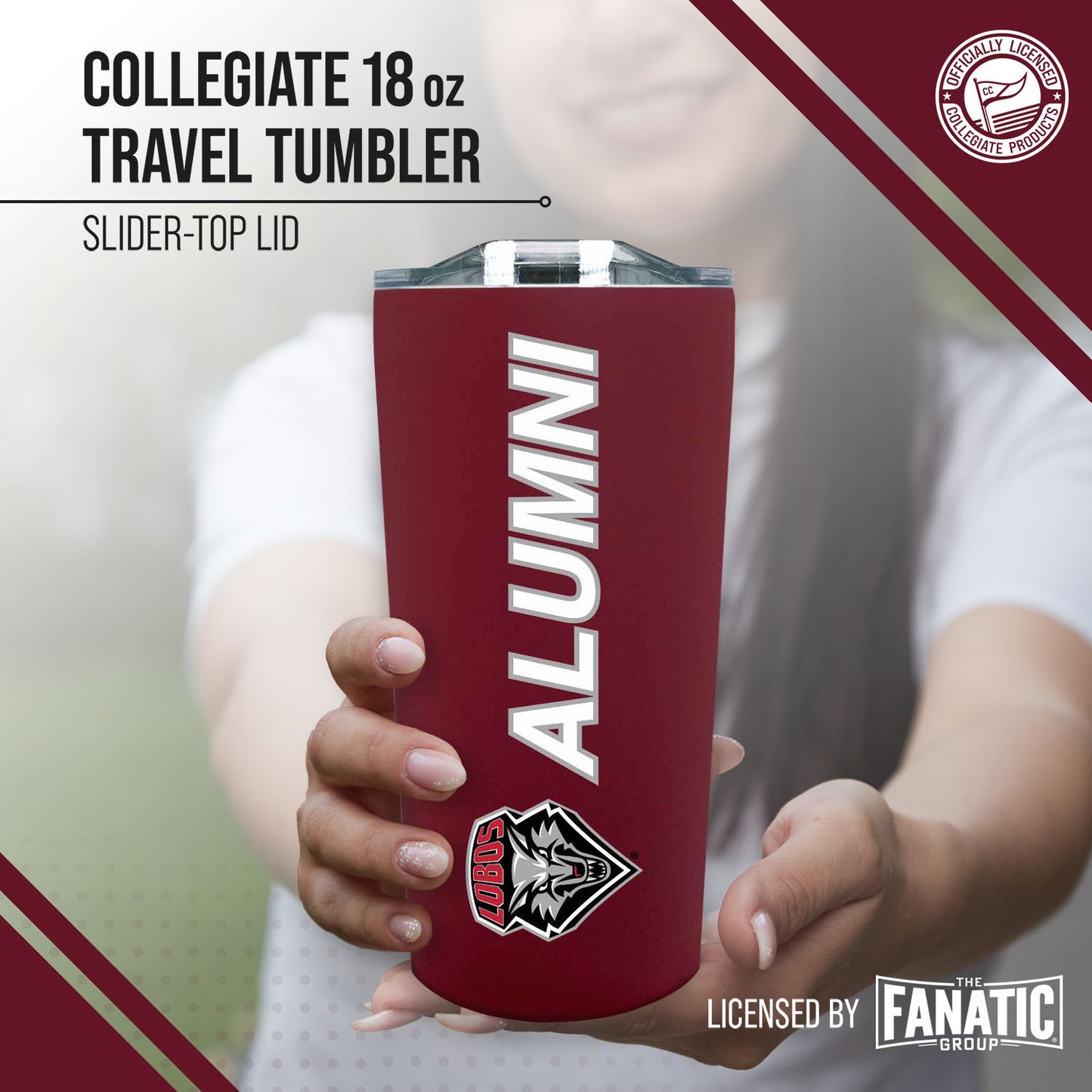 New Mexico Lobos Collegiate Stainless Steel Travel Tumbler for Alumni - Maroon